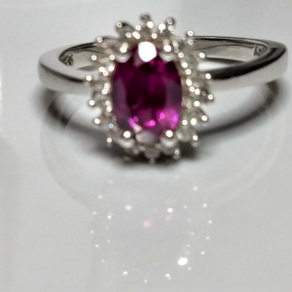 Rhodolite garnet halo ring - Picture 7 of 9